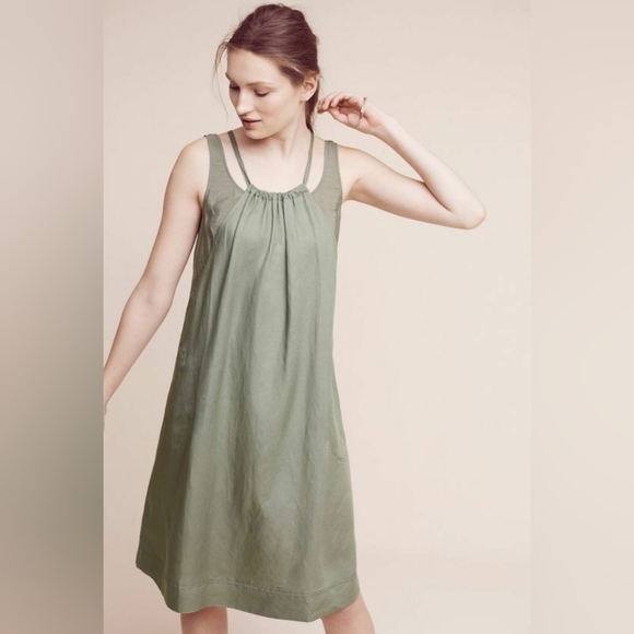 Anthropologie Maeve Deirdre Dress Mossy Green Size Extra Small‎ Milkmaid - Picture 1 of 7